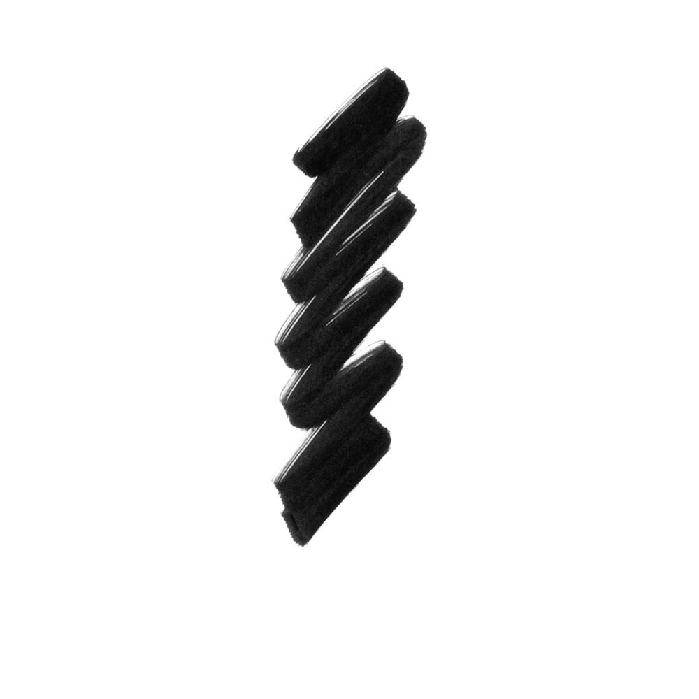 swatch of a matte, jet-black eyeliner.