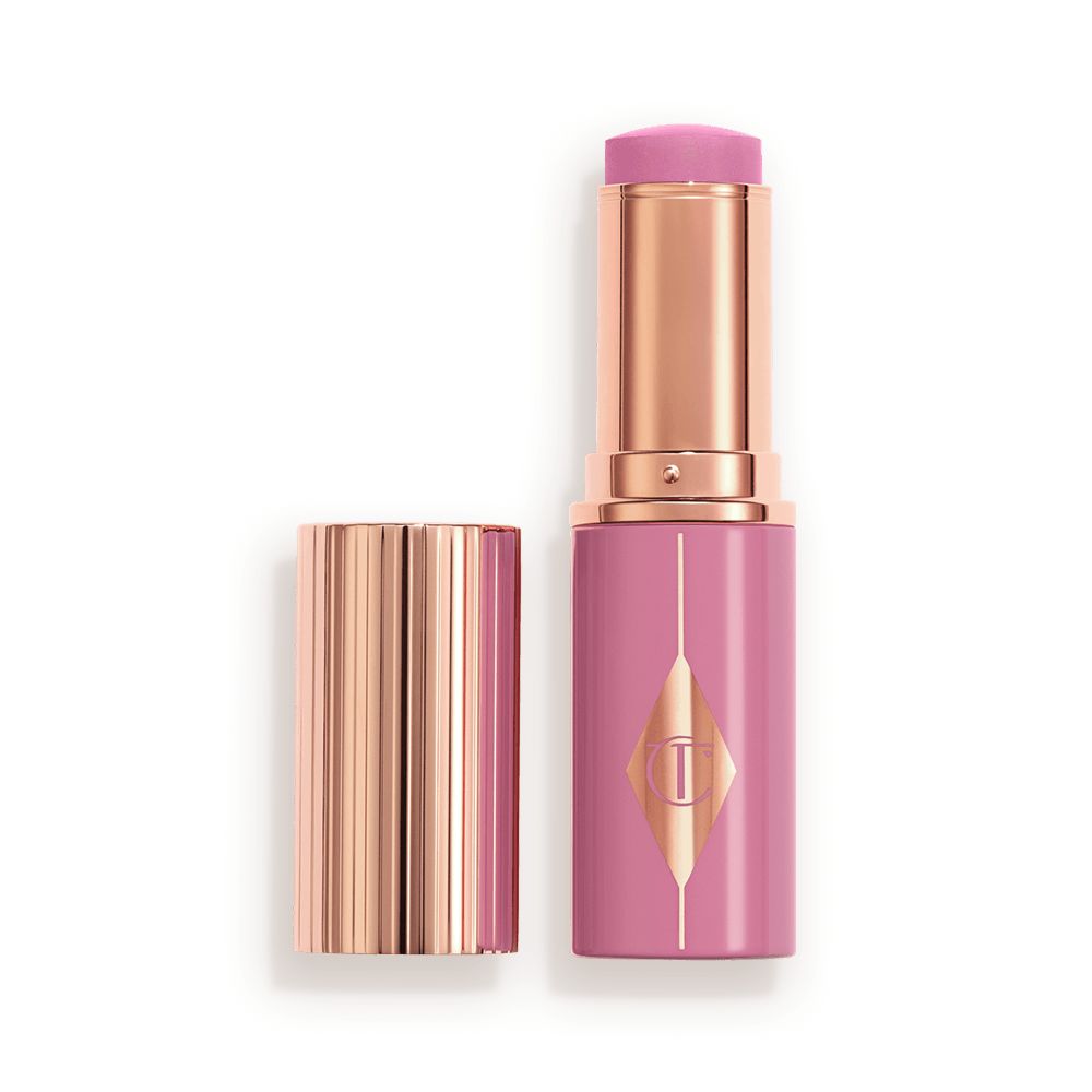 Lilac packaging matching to the stick product with a rose gold lid and detailing.