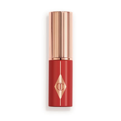 Red turning handle with rose-gold lid and detailing.