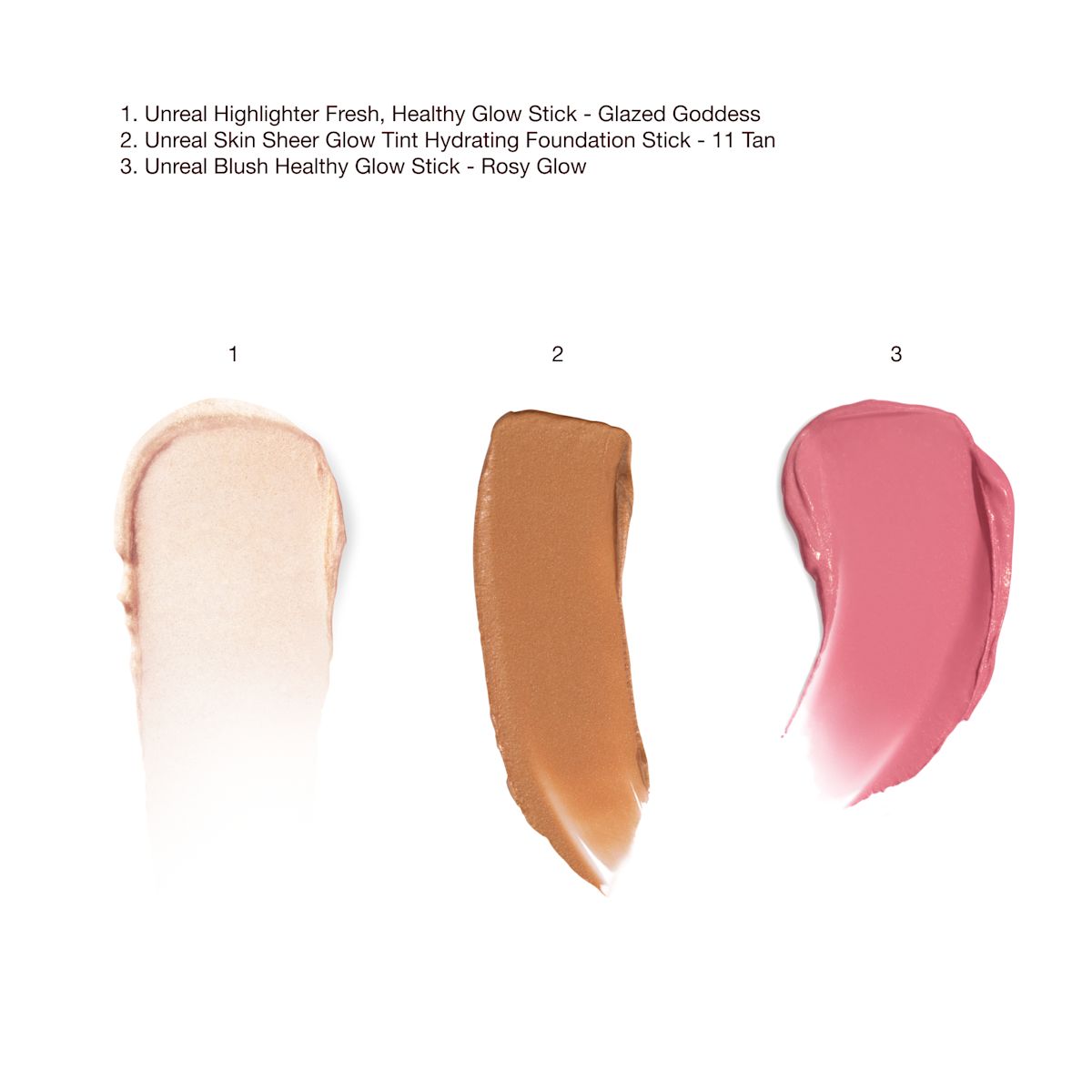 Unreal Highlighter + Foundation + Blush Swatch