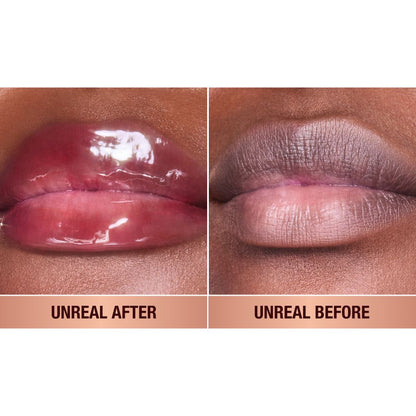 UNREAL LIP OILS CHERRY GLAZE BEFORE AND AFTER