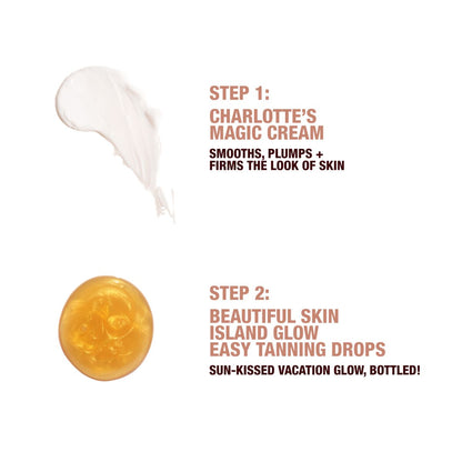 Beautiful Skin Island Glow Drops and Magic Cream swatch