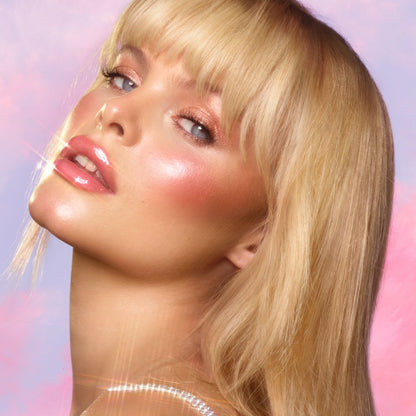 Model wearing Glowgasm Face Palette Lightgasm