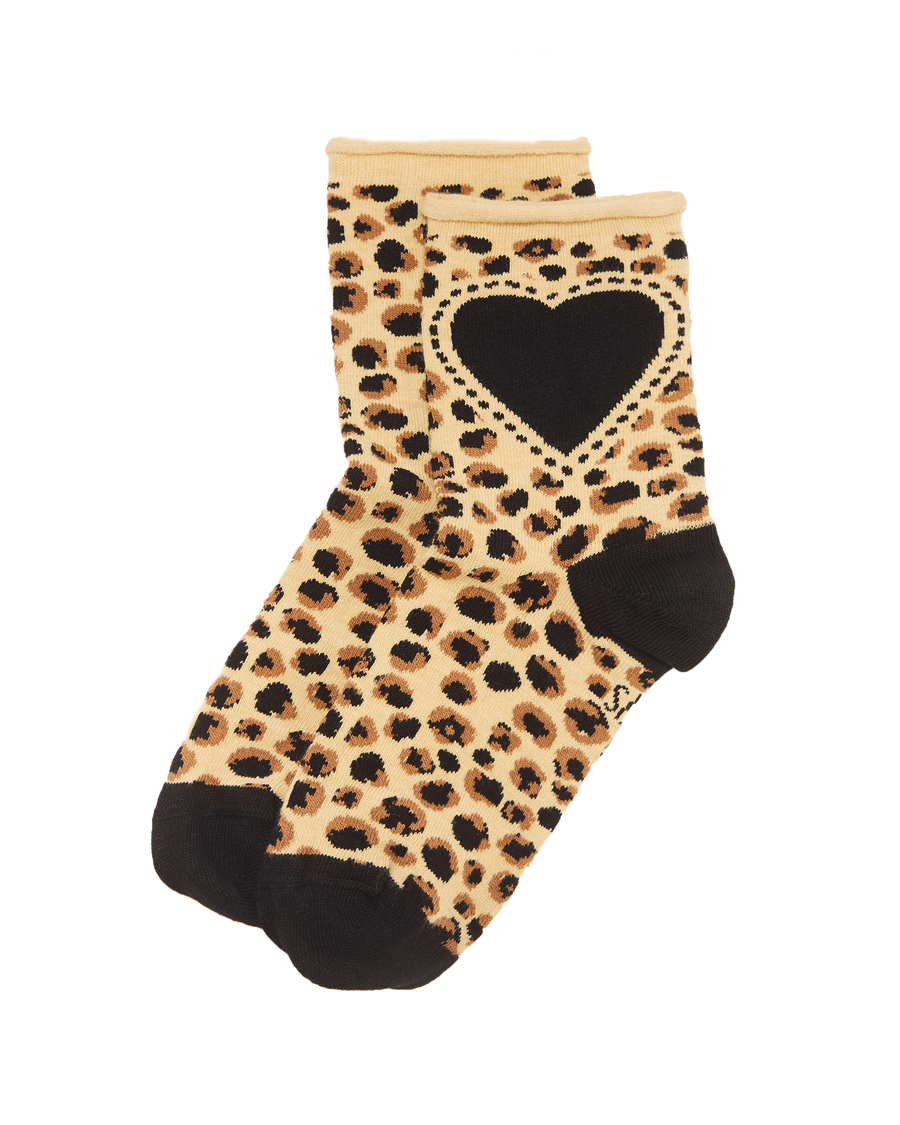 Leopard Heart Cotton Blend Socks - view 1