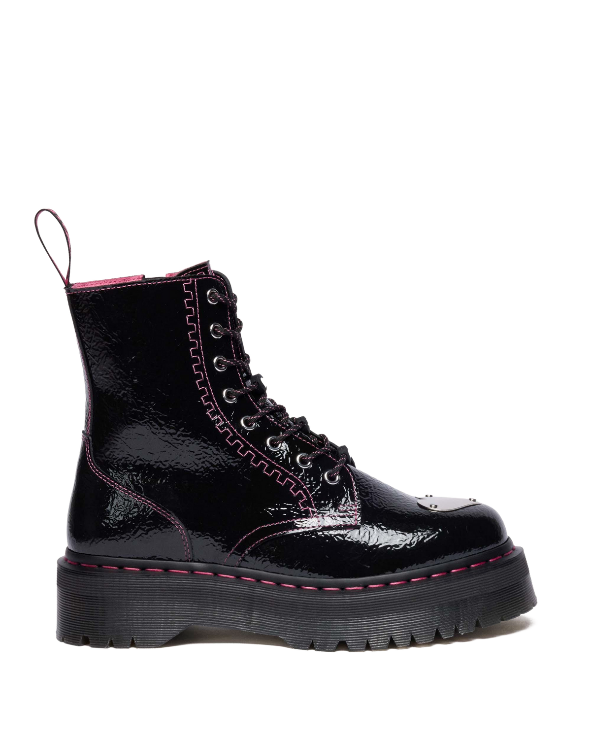 Jadon Distressed Patent Leather Platform Boots - view 1