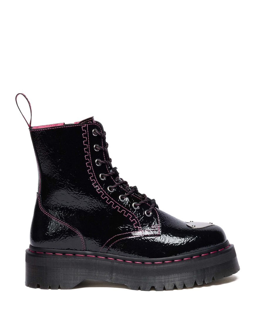 Jadon Distressed Patent Leather Platform Boots - view 1