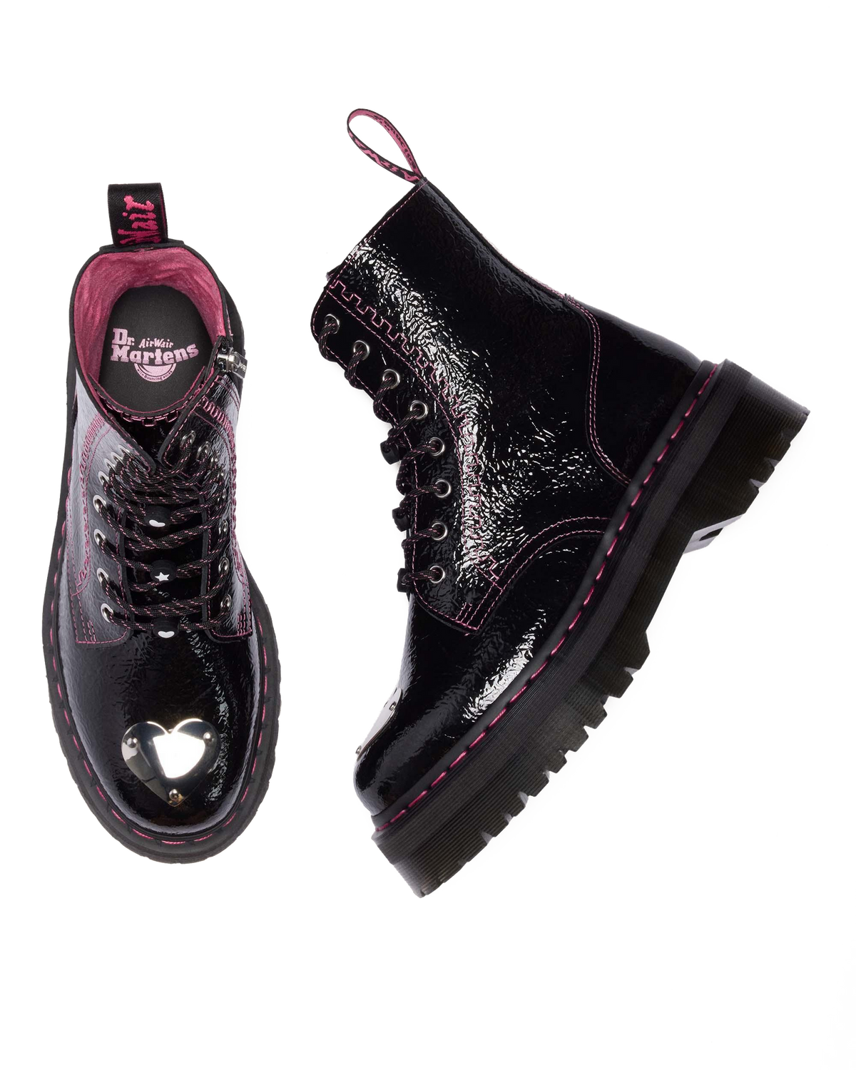 Jadon Distressed Patent Leather Platform Boots - view 3
