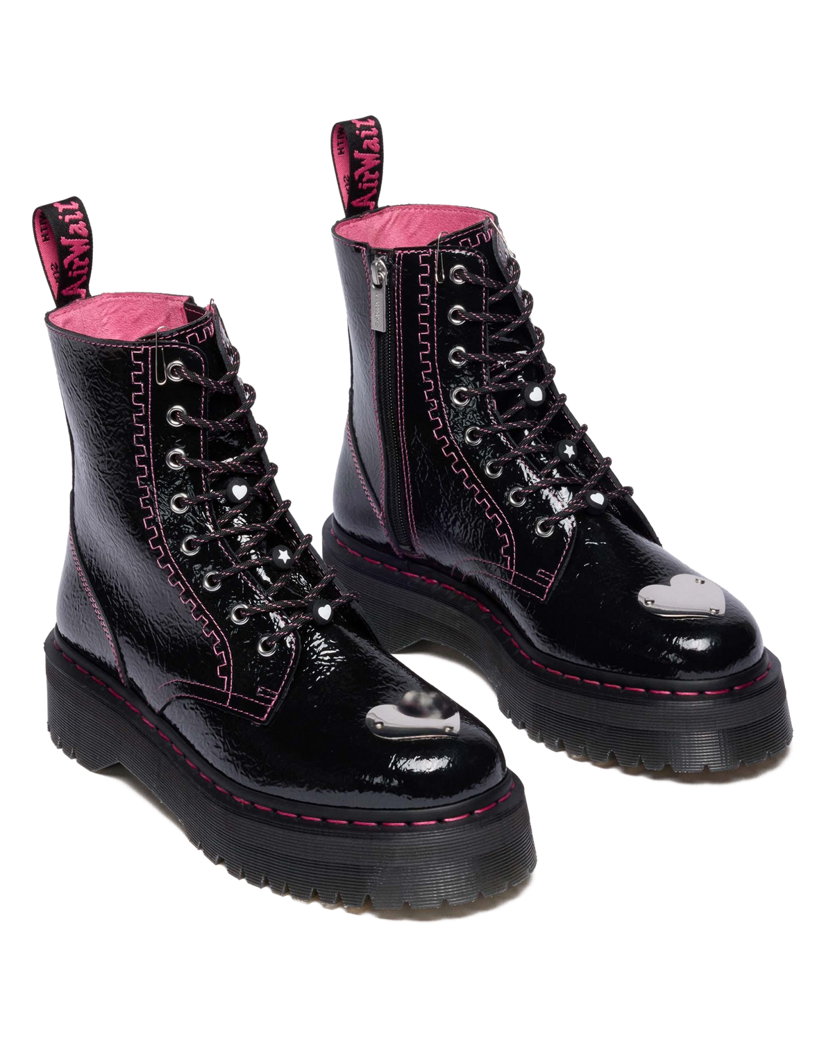 Jadon Distressed Patent Leather Platform Boots - view 4