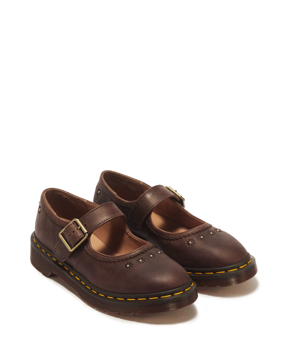 Mary Jane Flower Crazy Horse Leather Shoes - view 5
