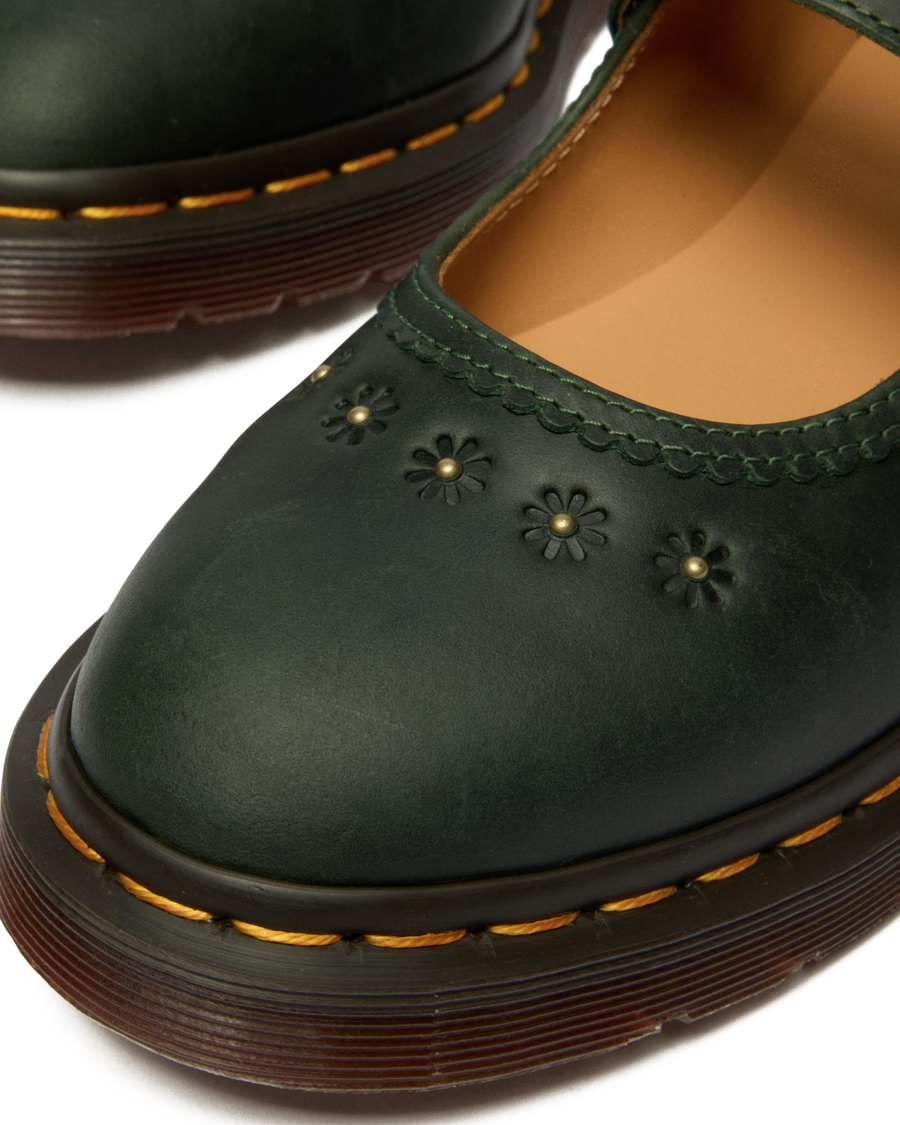Mary Jane Flower Crazy Horse Leather Shoes - view 2