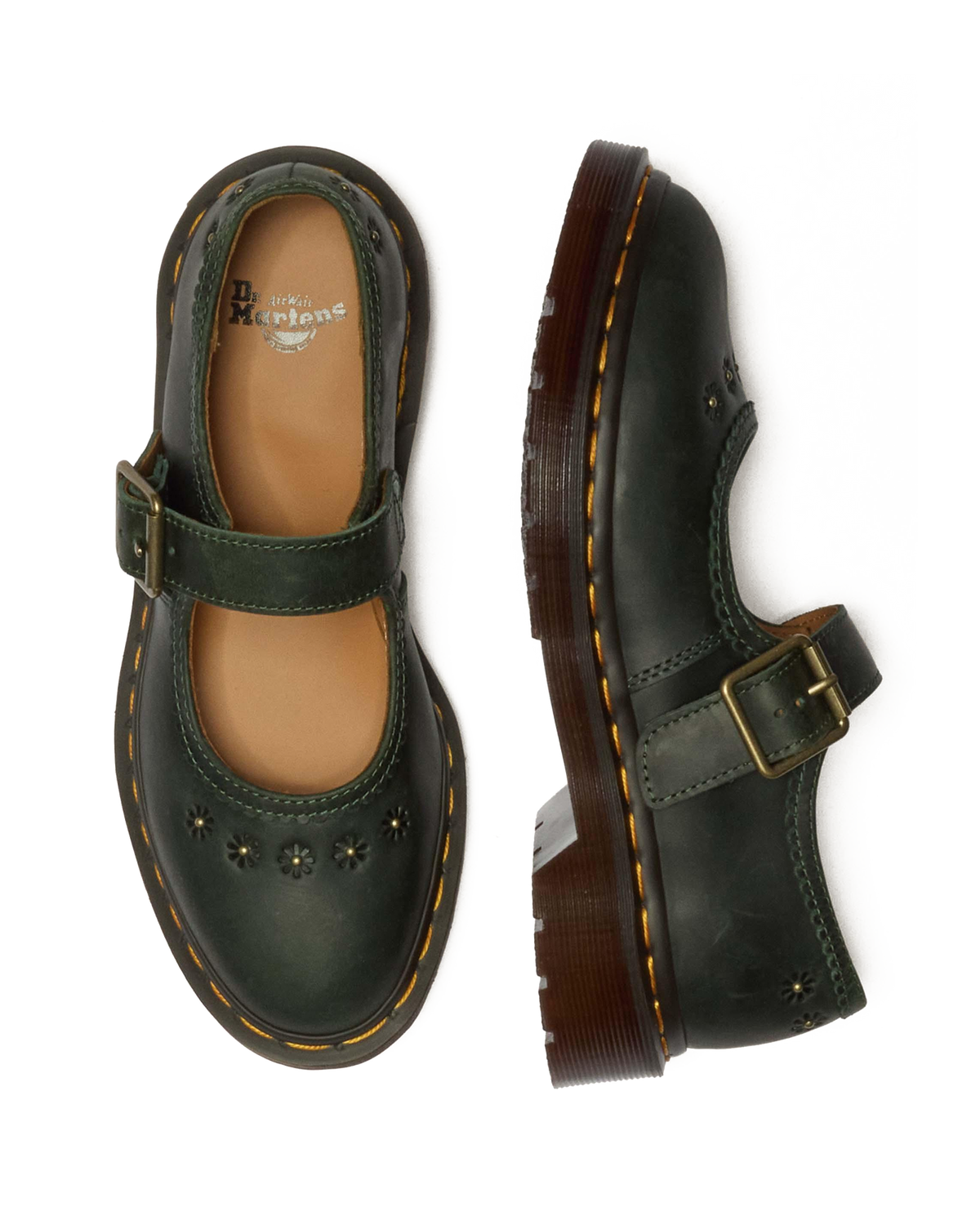 Mary Jane Flower Crazy Horse Leather Shoes - view 3
