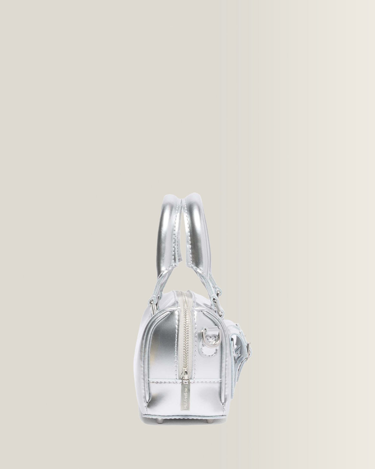 Mini Top Handle Bag Bag Silver Metallic Patent Lamper - view 3