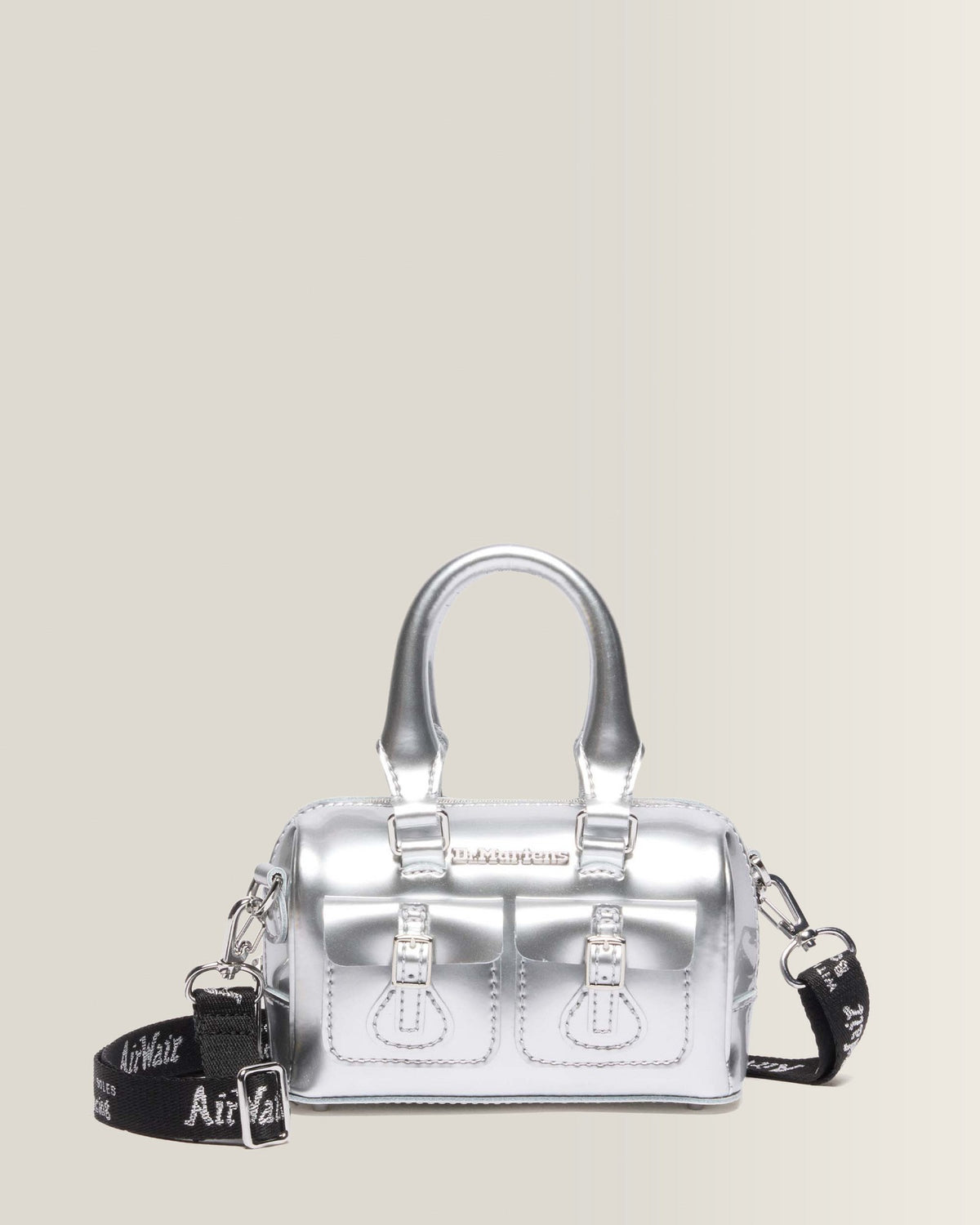 Mini Top Handle Bag Bag Silver Metallic Patent Lamper - view 1