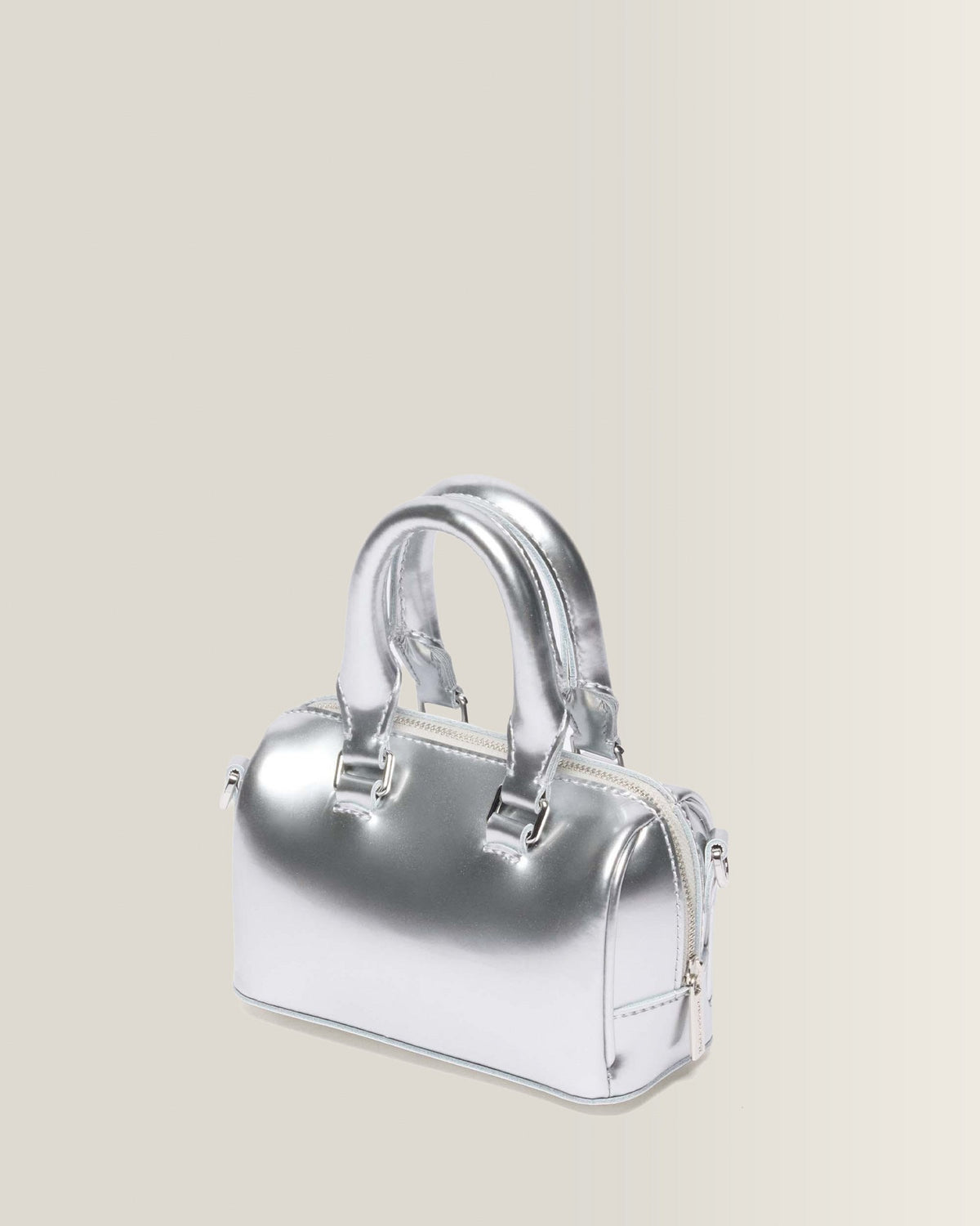 Mini Top Handle Bag Bag Silver Metallic Patent Lamper - view 7