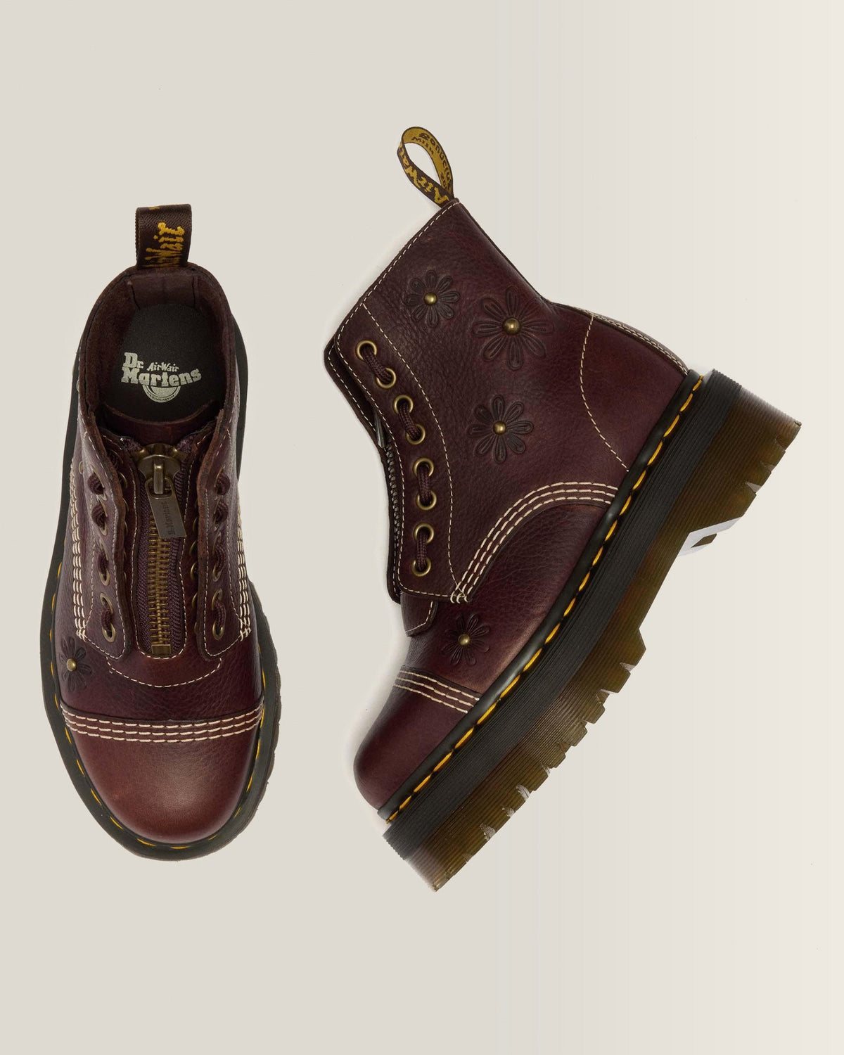 Sinclair Flower Grizzly Leather Platform Boots - view 3