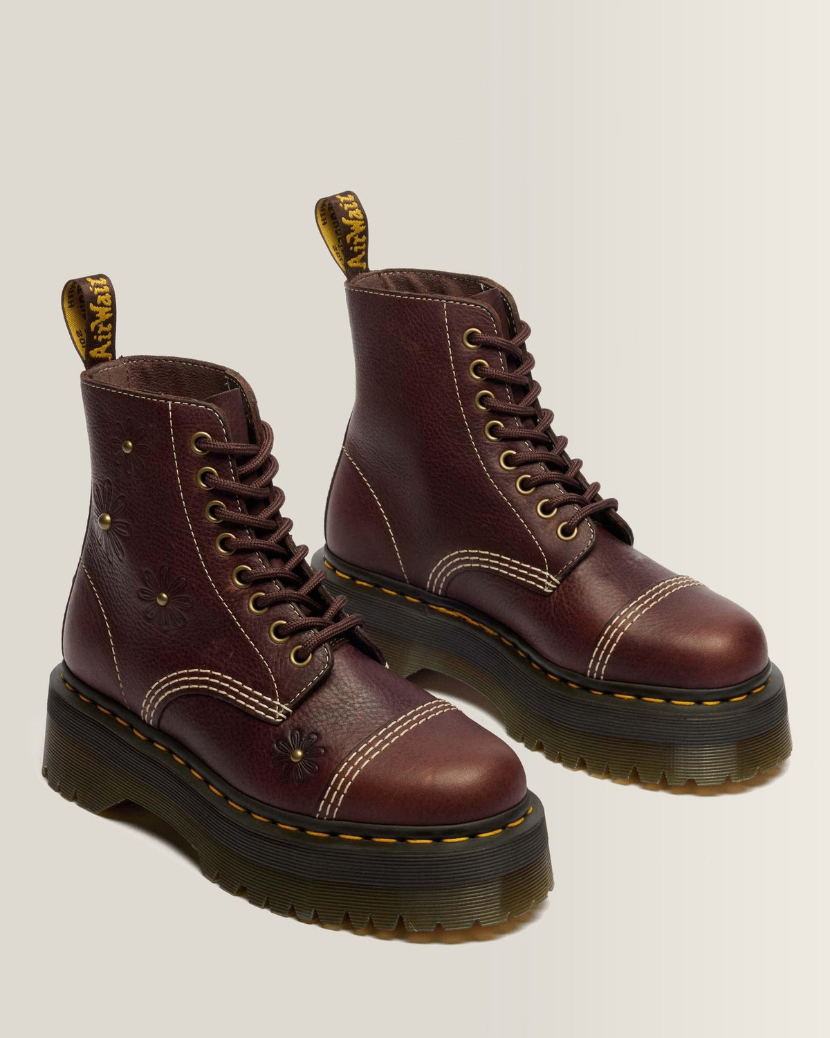 Sinclair Flower Grizzly Leather Platform Boots - view 4