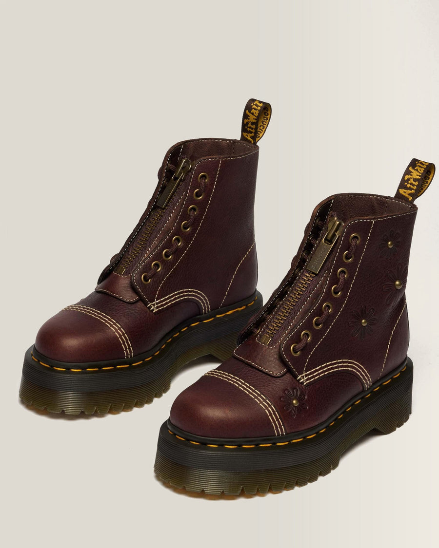 Sinclair Flower Grizzly Leather Platform Boots - view 2