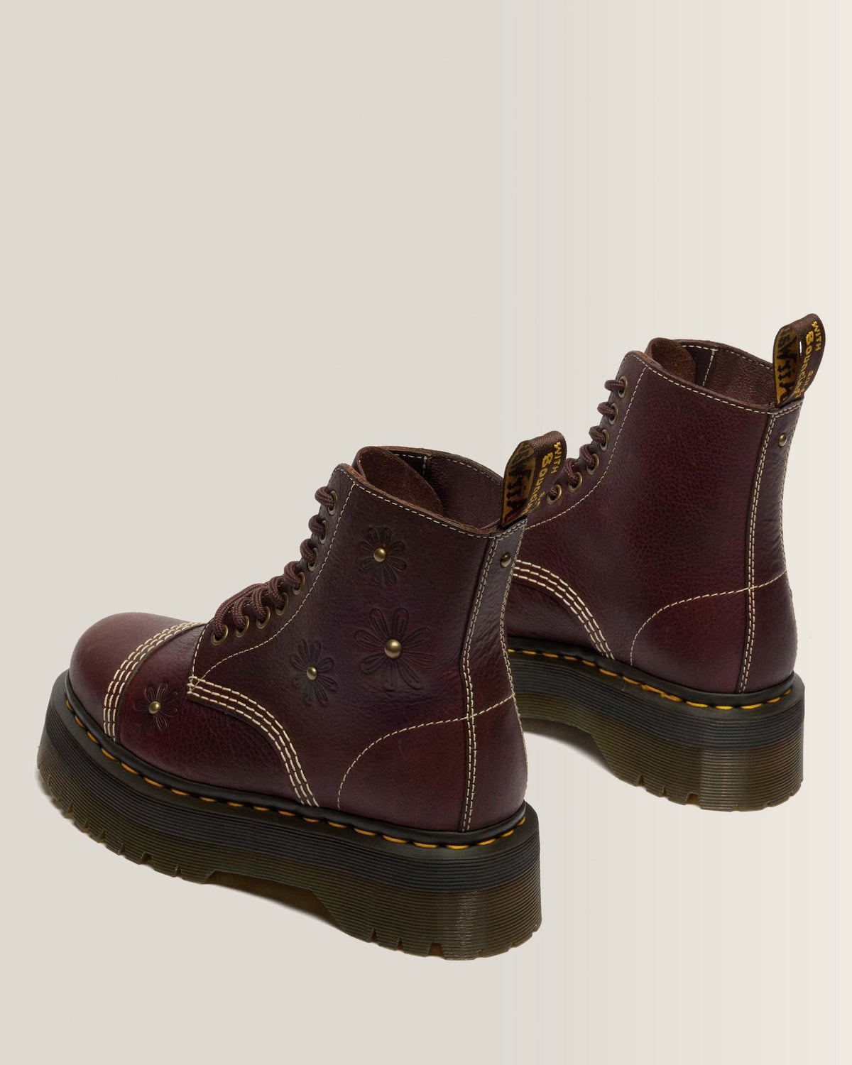 Sinclair Flower Grizzly Leather Platform Boots - view 5