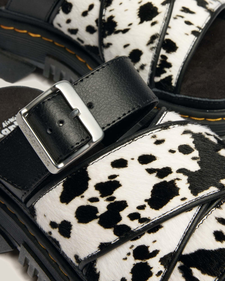 Mattison Slide Dalmatian Hair On Leather Sandals - view 2