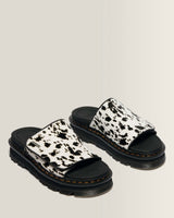 Zebzag Dalmatian Hair On Leather Platform Slides - view 4