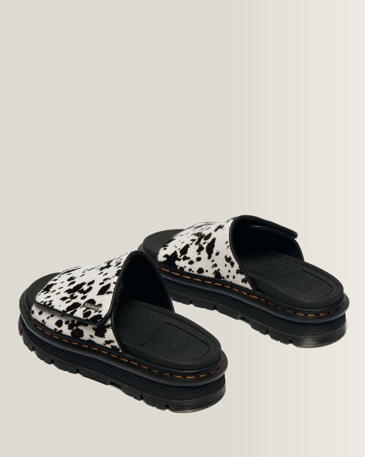 Zebzag Dalmatian Hair On Leather Platform Slides - view 5