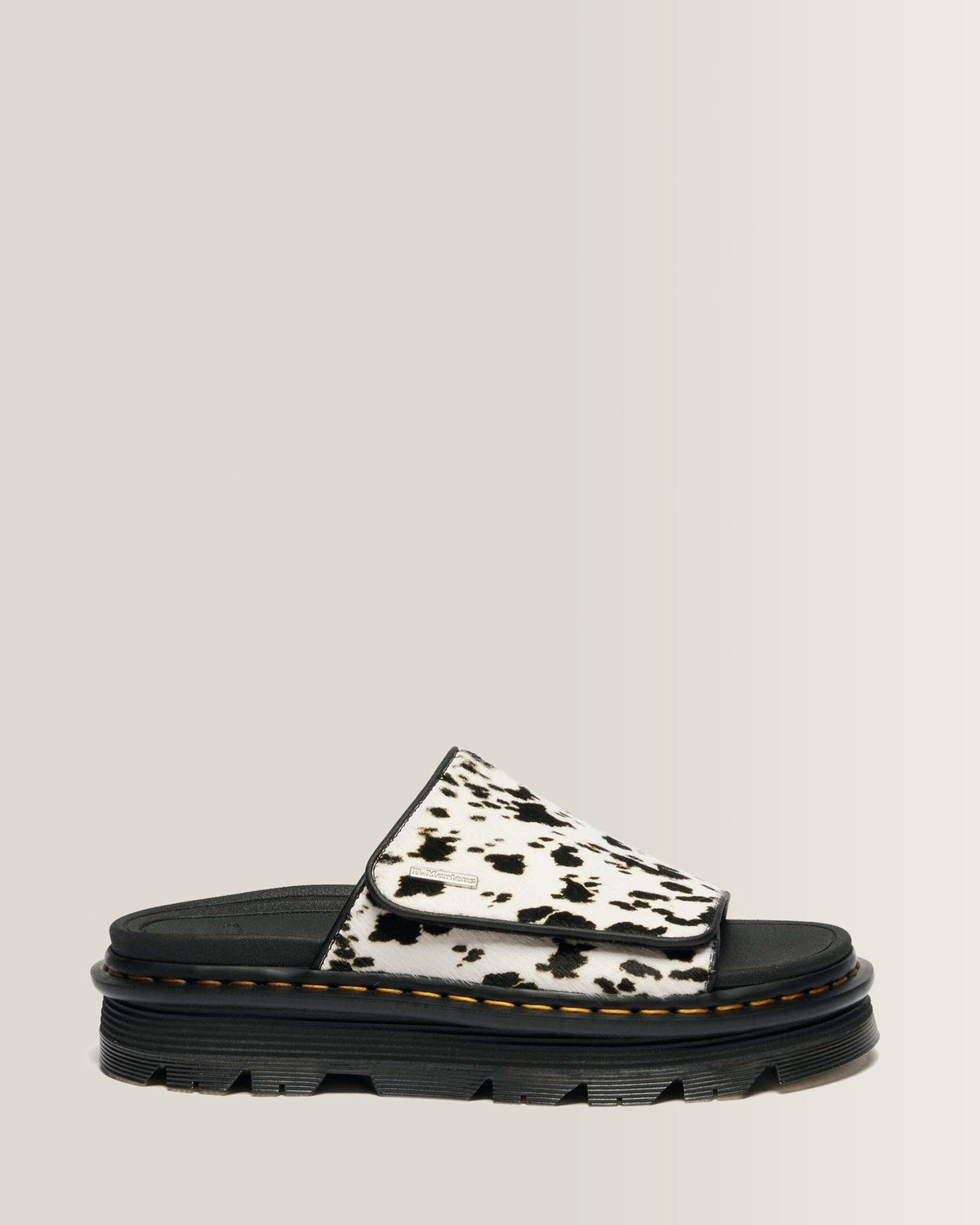 Zebzag Dalmatian Hair On Leather Platform Slides - view 1