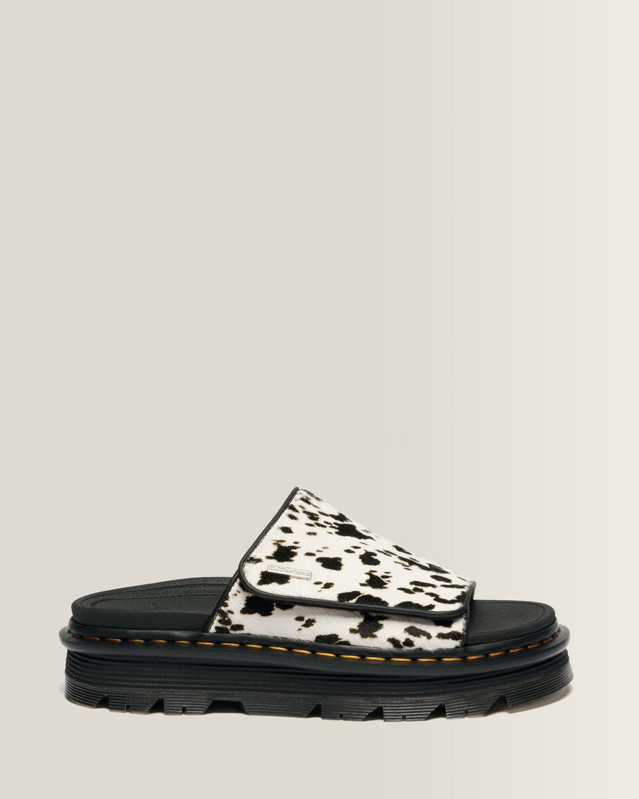 Zebzag Dalmatian Hair On Leather Platform Slides - view 1