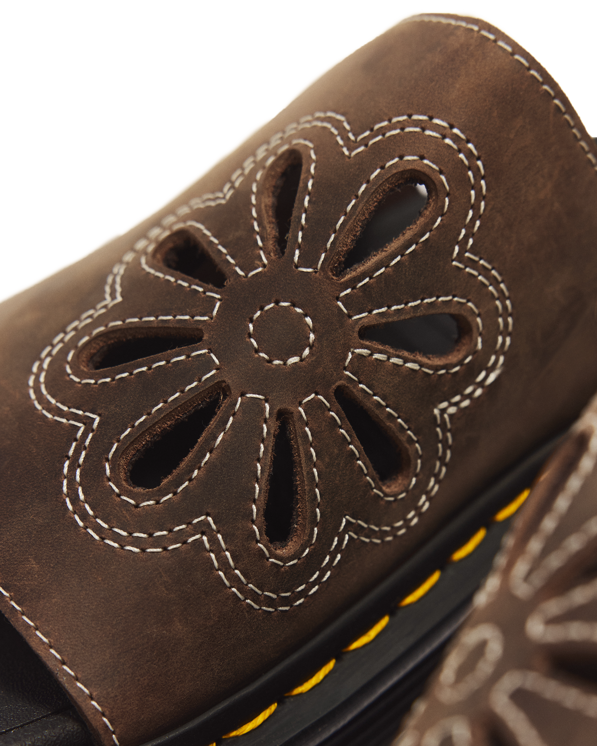 Zebzag Flower Crazy Horse Leather Slides - view 8