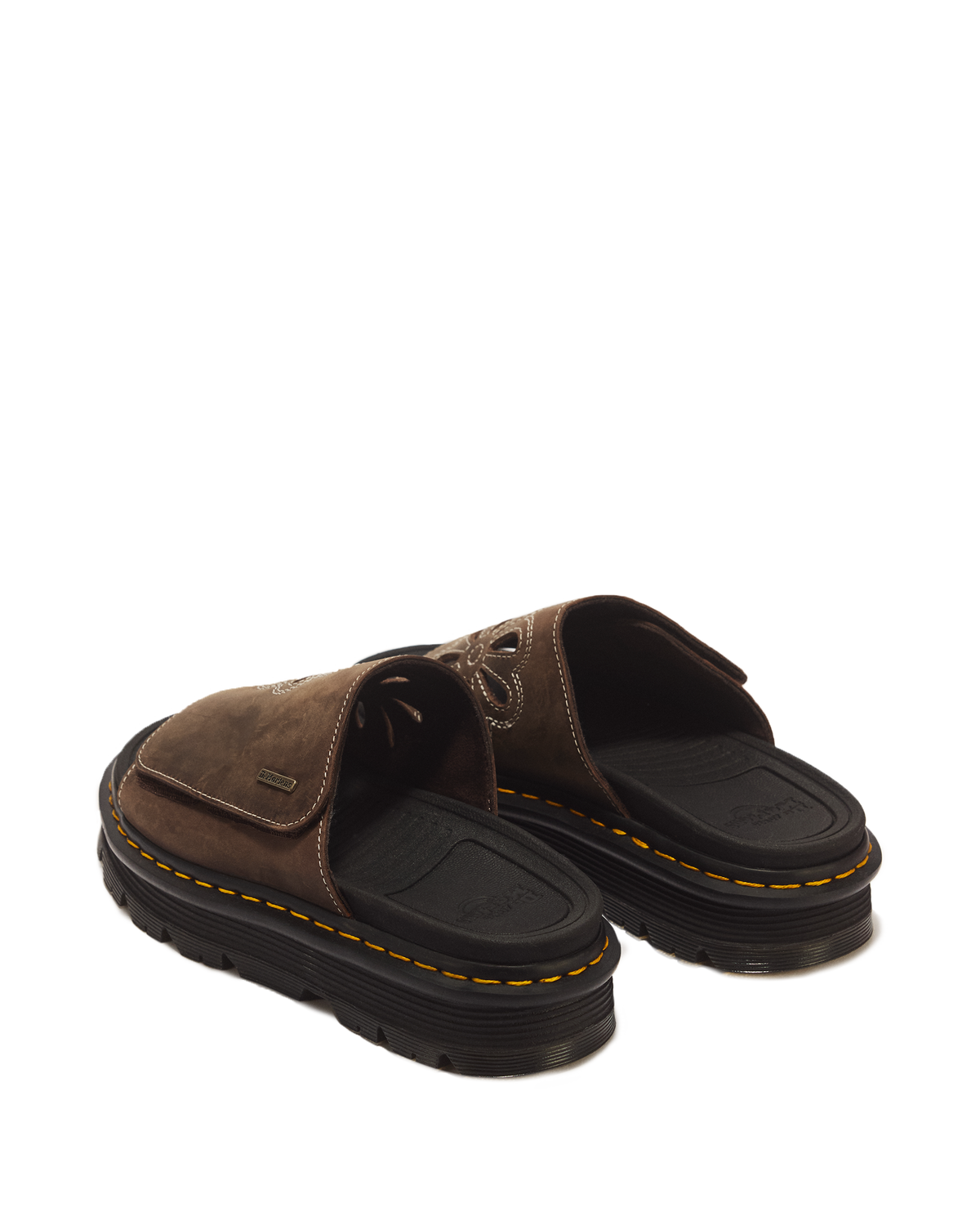 Zebzag Flower Crazy Horse Leather Slides - view 6