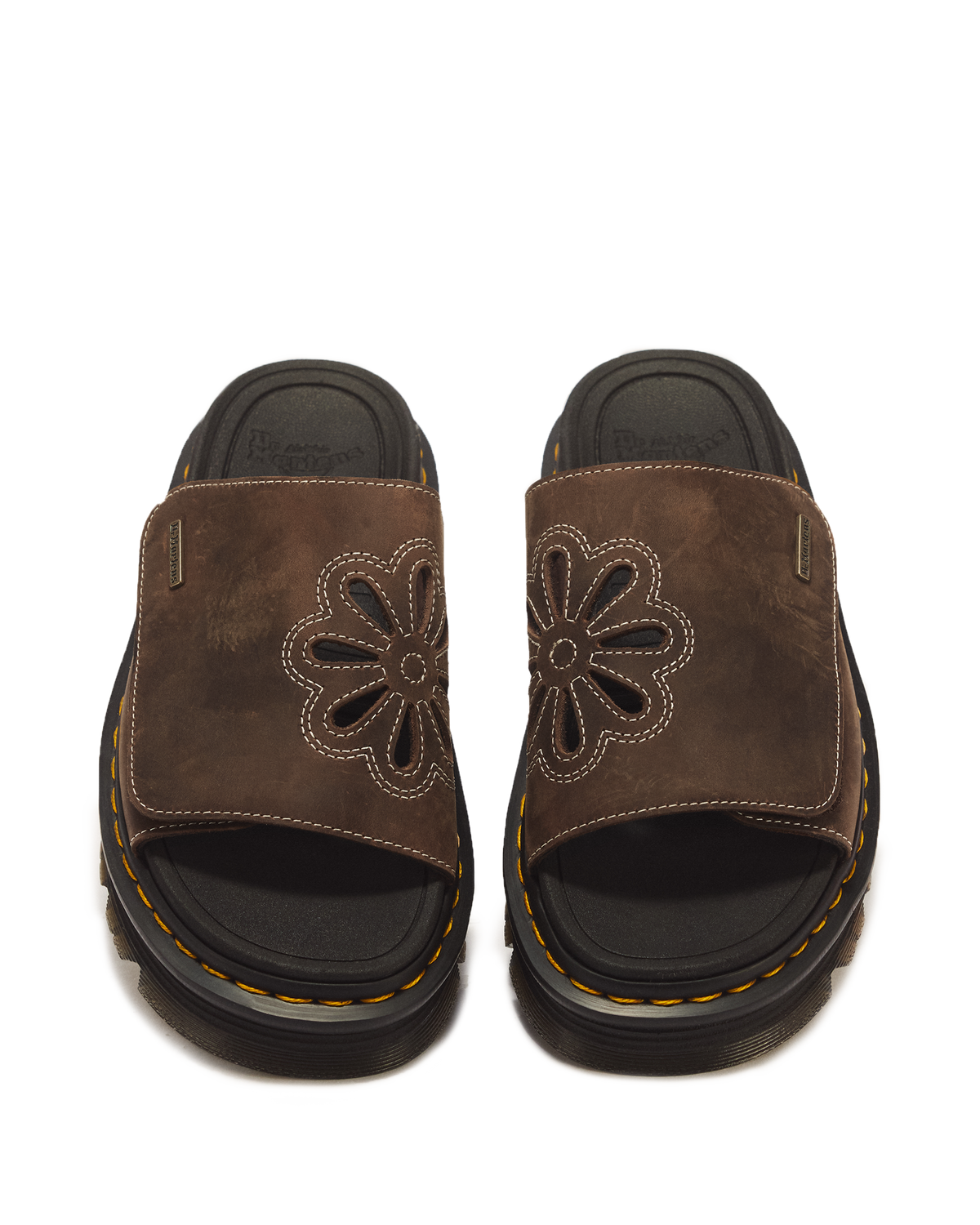 Zebzag Flower Crazy Horse Leather Slides - view 4