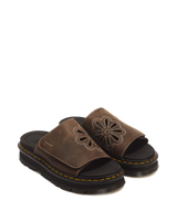 Zebzag Flower Crazy Horse Leather Slides - view 5