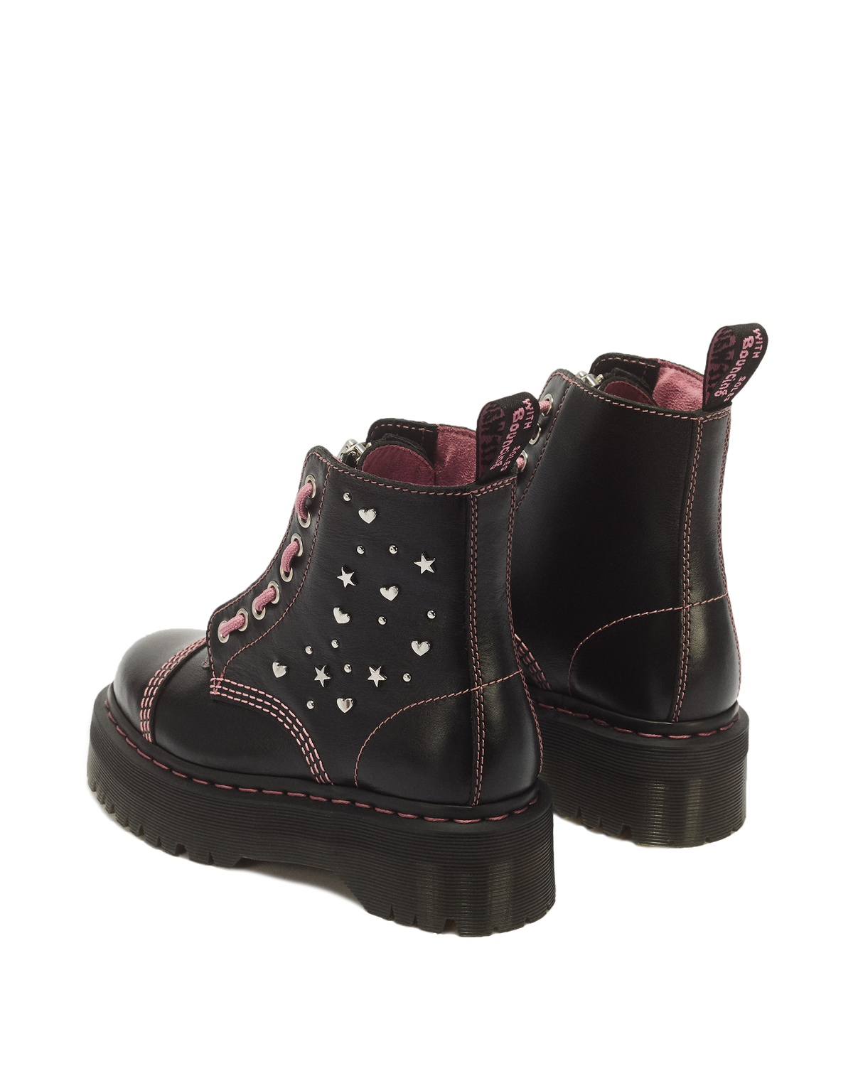 Sinclair Hearts & Stars 8 Eye Leather Platform Boots - view 6