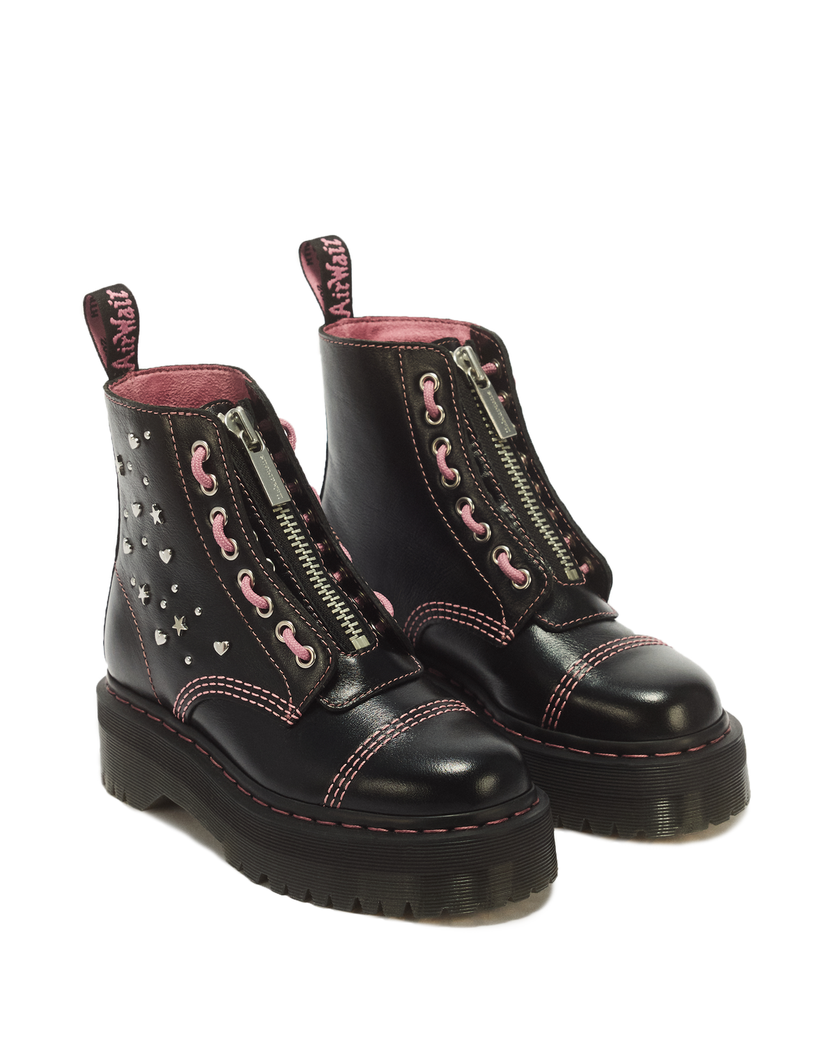 Sinclair Hearts & Stars 8 Eye Leather Platform Boots - view 5