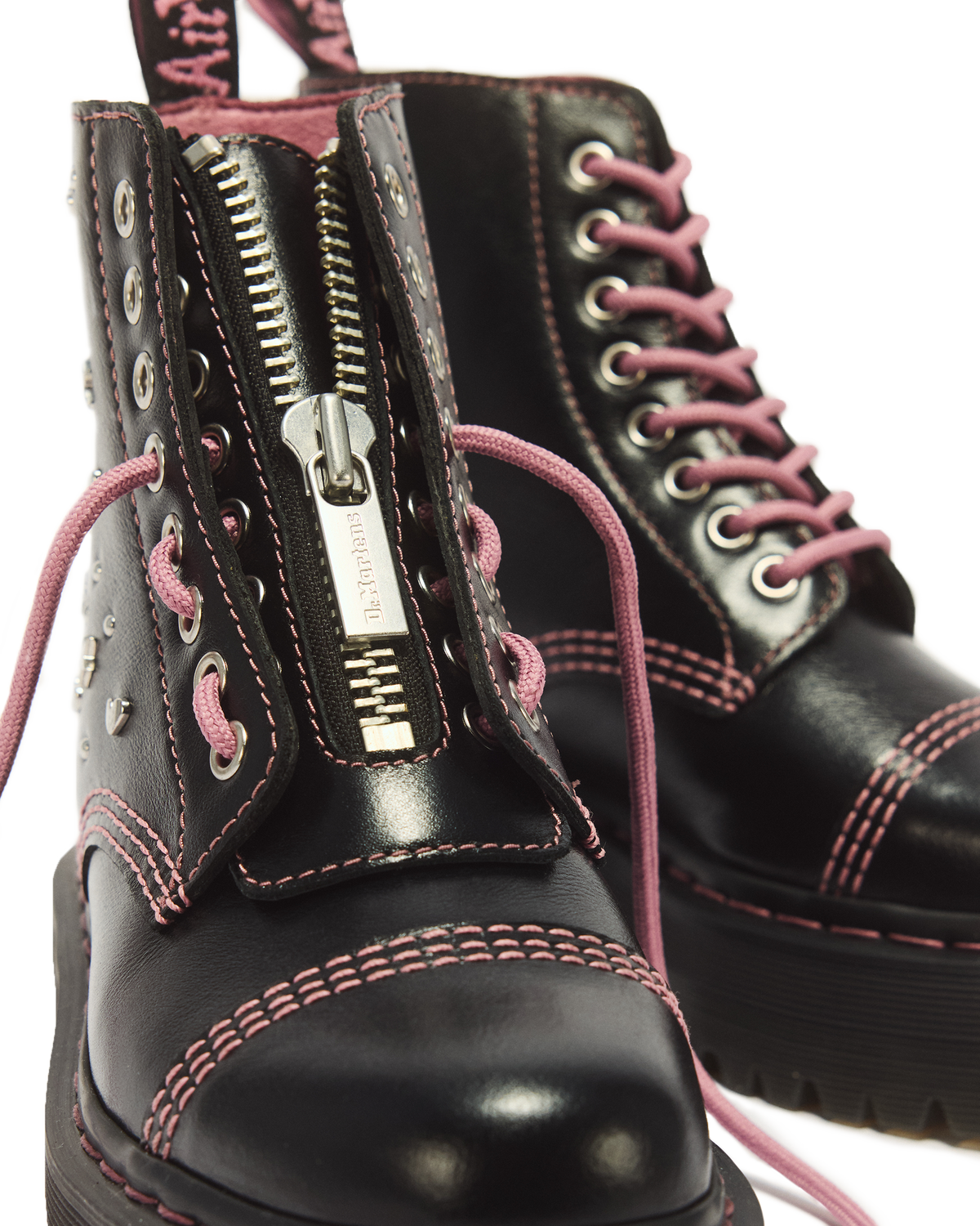 Sinclair Hearts & Stars 8 Eye Leather Platform Boots - view 3