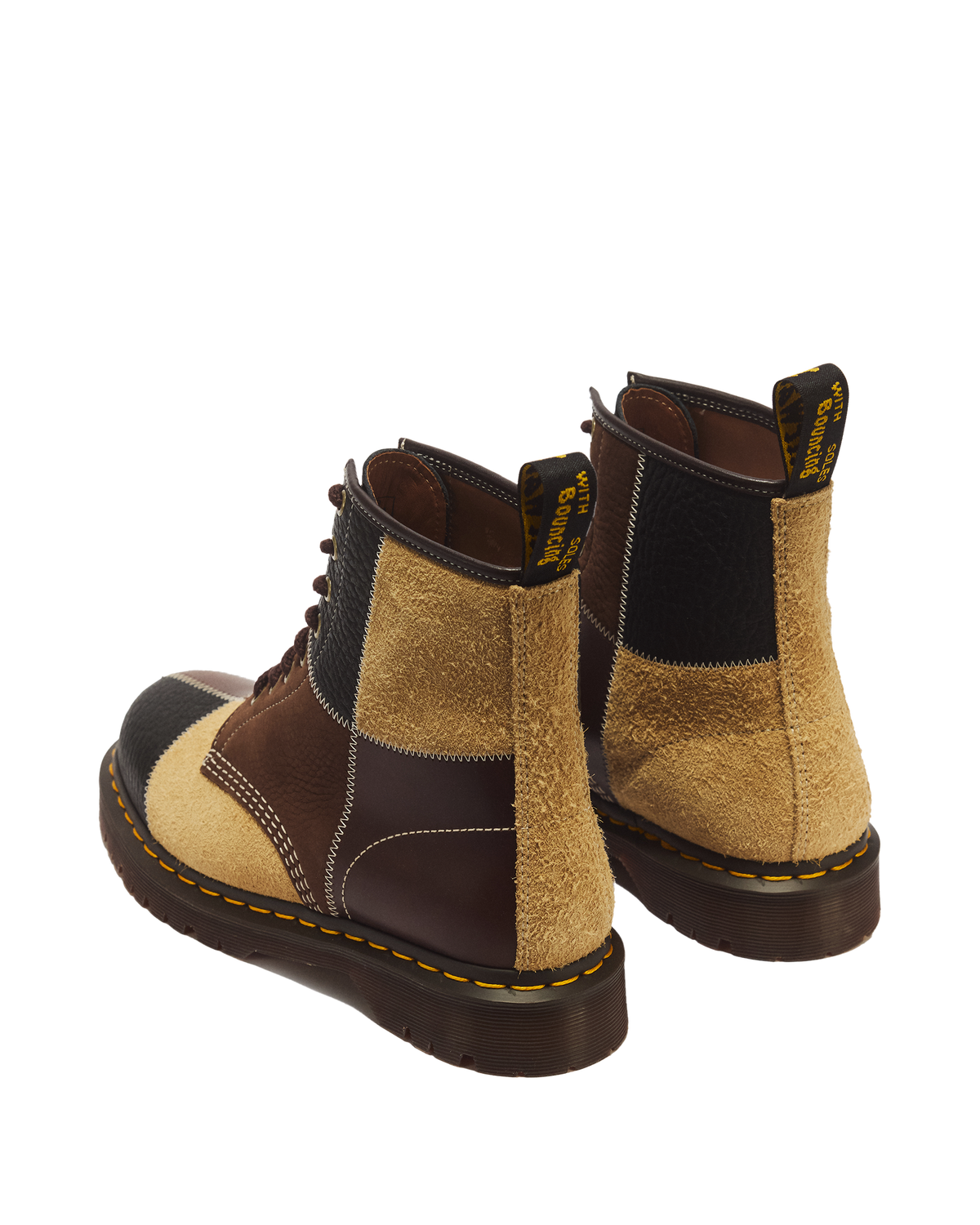 1460 Patchwork 8 Eye Leather & Nubuck Lace Up Boots - view 6