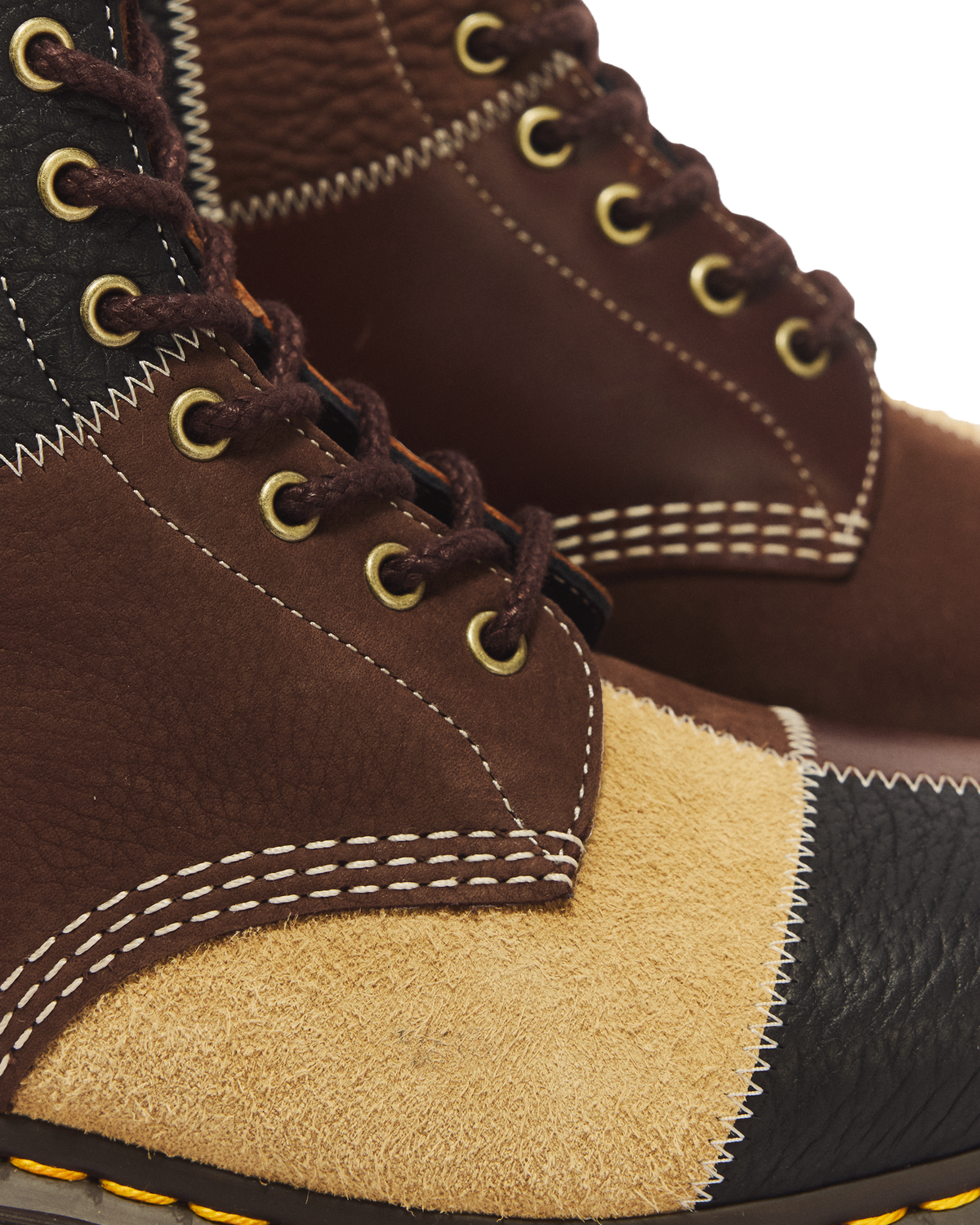 1460 Patchwork 8 Eye Leather & Nubuck Lace Up Boots - view 3