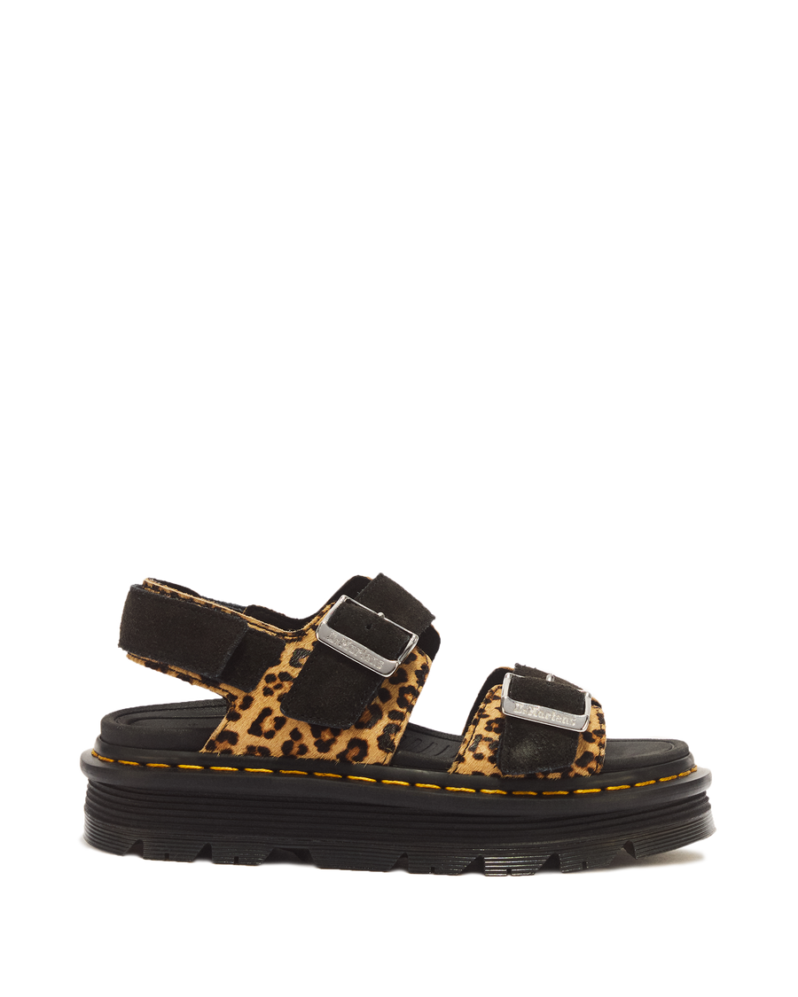 Zebzag Leopard Hair On Leather Sandals - view 1