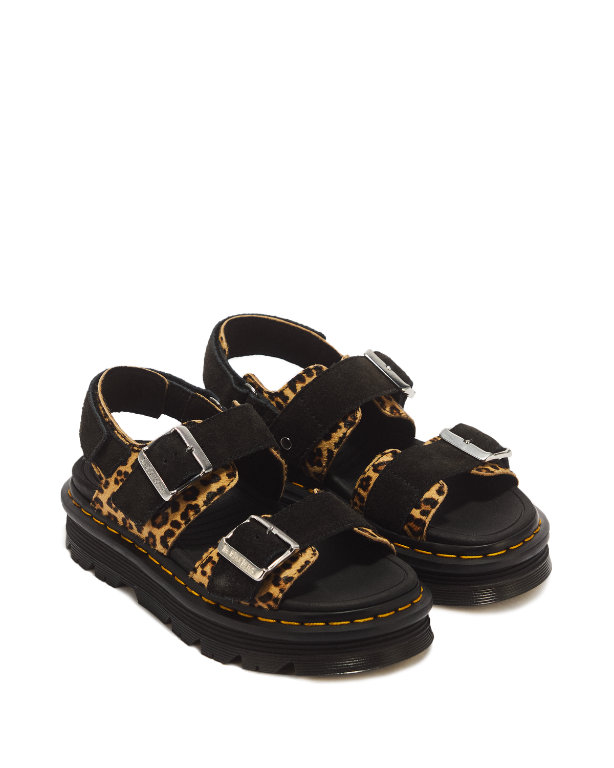 Zebzag Leopard Hair On Leather Sandals - view 7