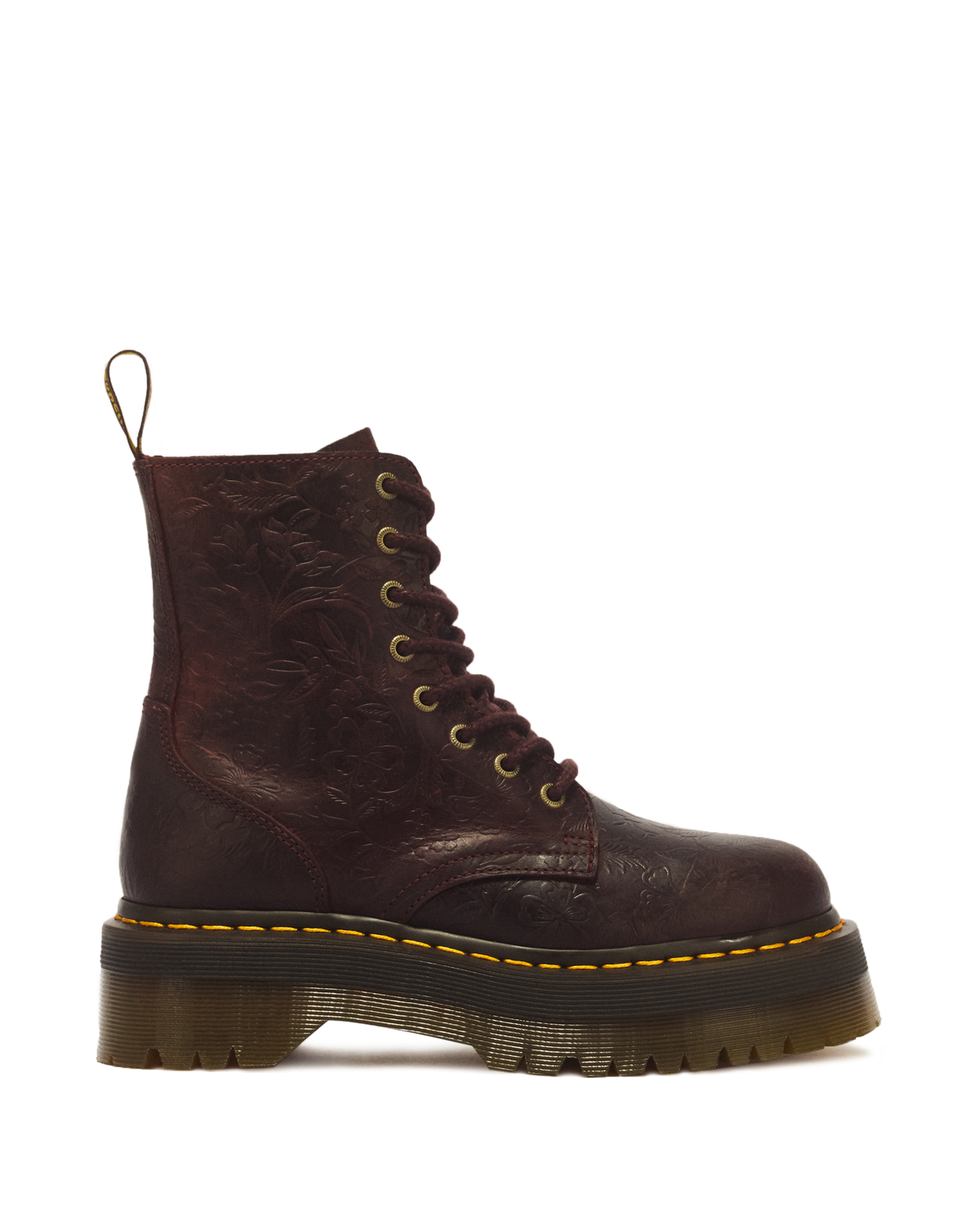 Jadon Floral Emboss 8 Eye Crazy Horse Leather Platform Boots - view 1