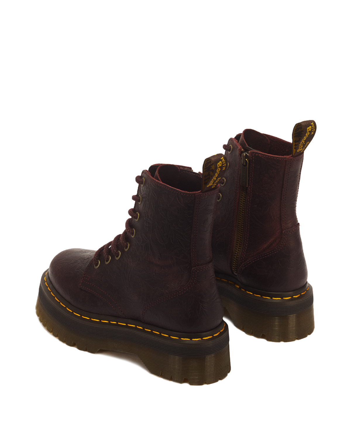 Jadon Floral Emboss 8 Eye Crazy Horse Leather Platform Boots - view 6