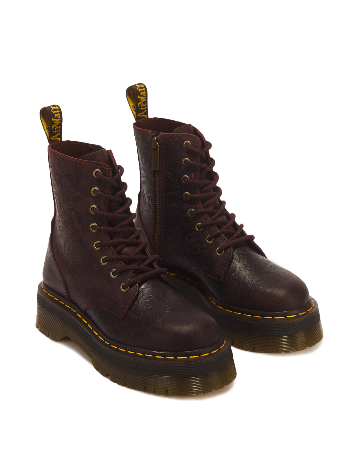 Jadon Floral Emboss 8 Eye Crazy Horse Leather Platform Boots - view 5