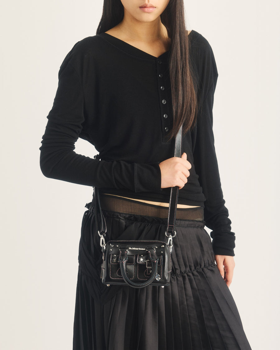Mini Top Handle Milled Gloss Leather Bag - view 2