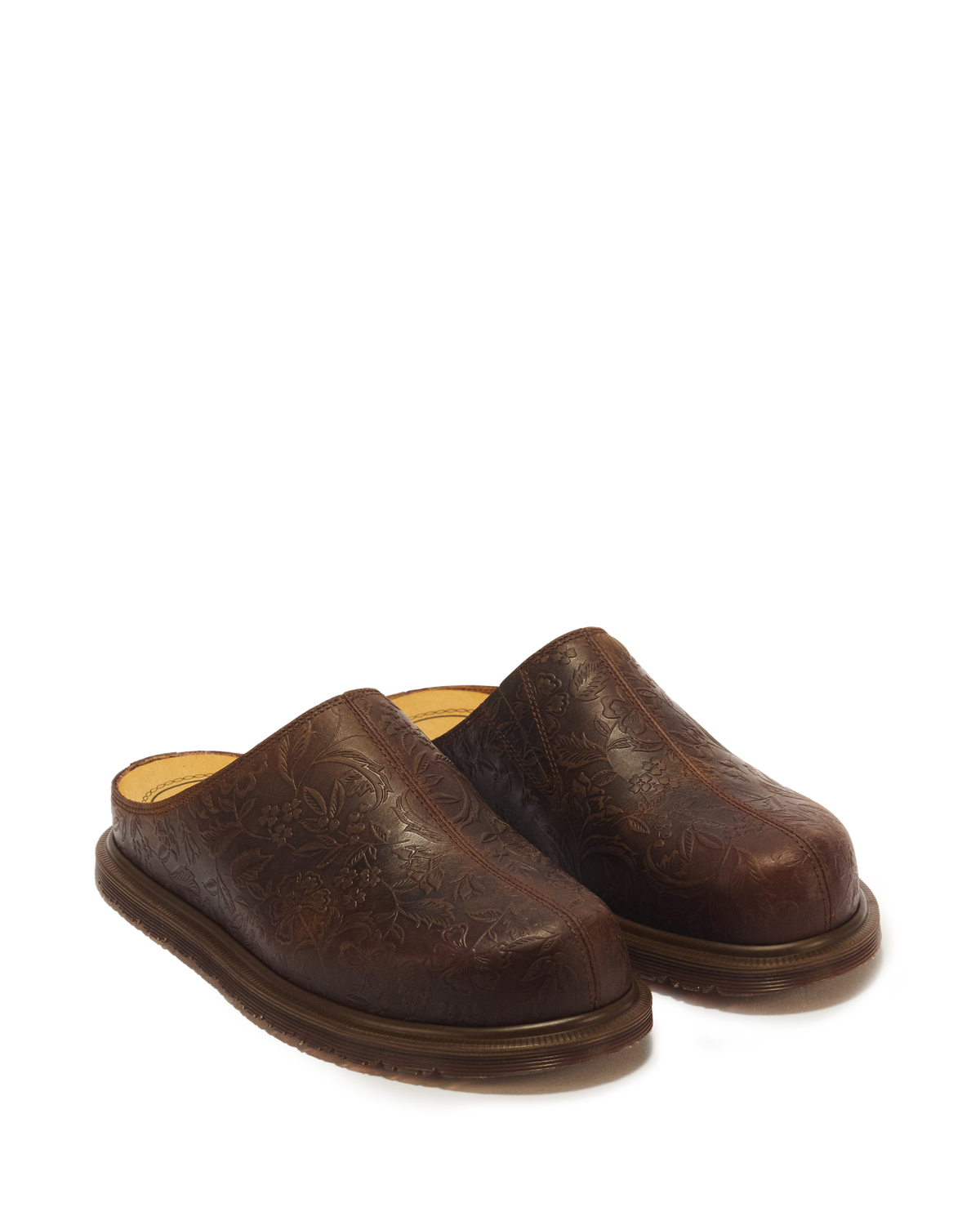 San Floral Emboss Crazy Horse Leather Mules - view 5