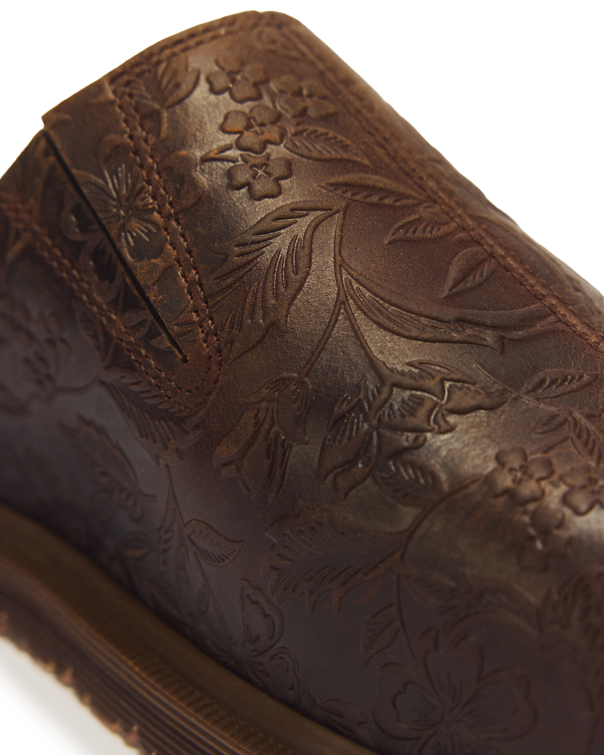 San Floral Emboss Crazy Horse Leather Mules - view 3