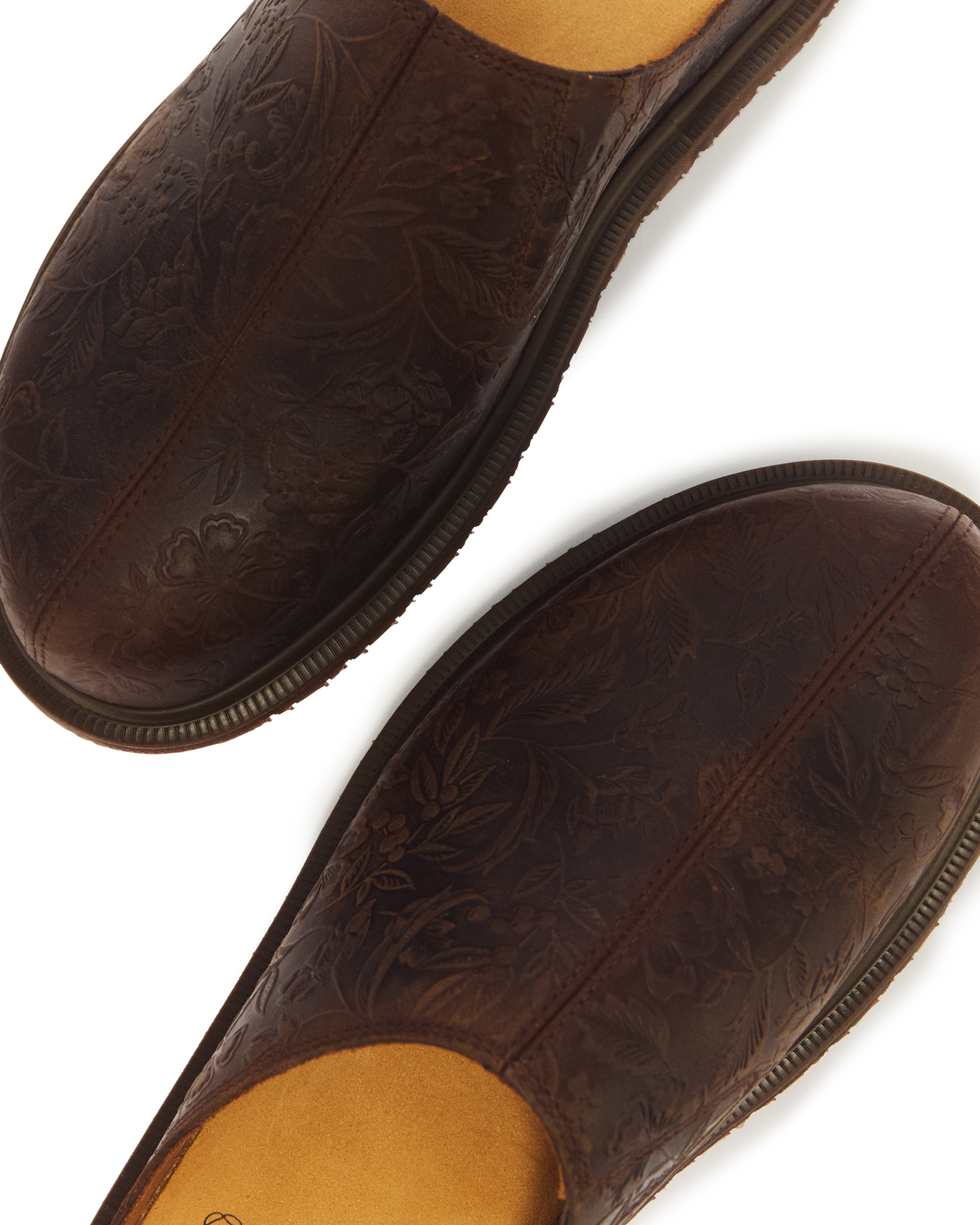 San Floral Emboss Crazy Horse Leather Mules - view 8