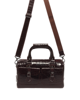 Top Handle Croc Emboss Leather Bag - view 4