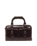 Top Handle Croc Emboss Leather Bag - view 1