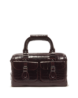 Top Handle Croc Emboss Leather Bag - view 1
