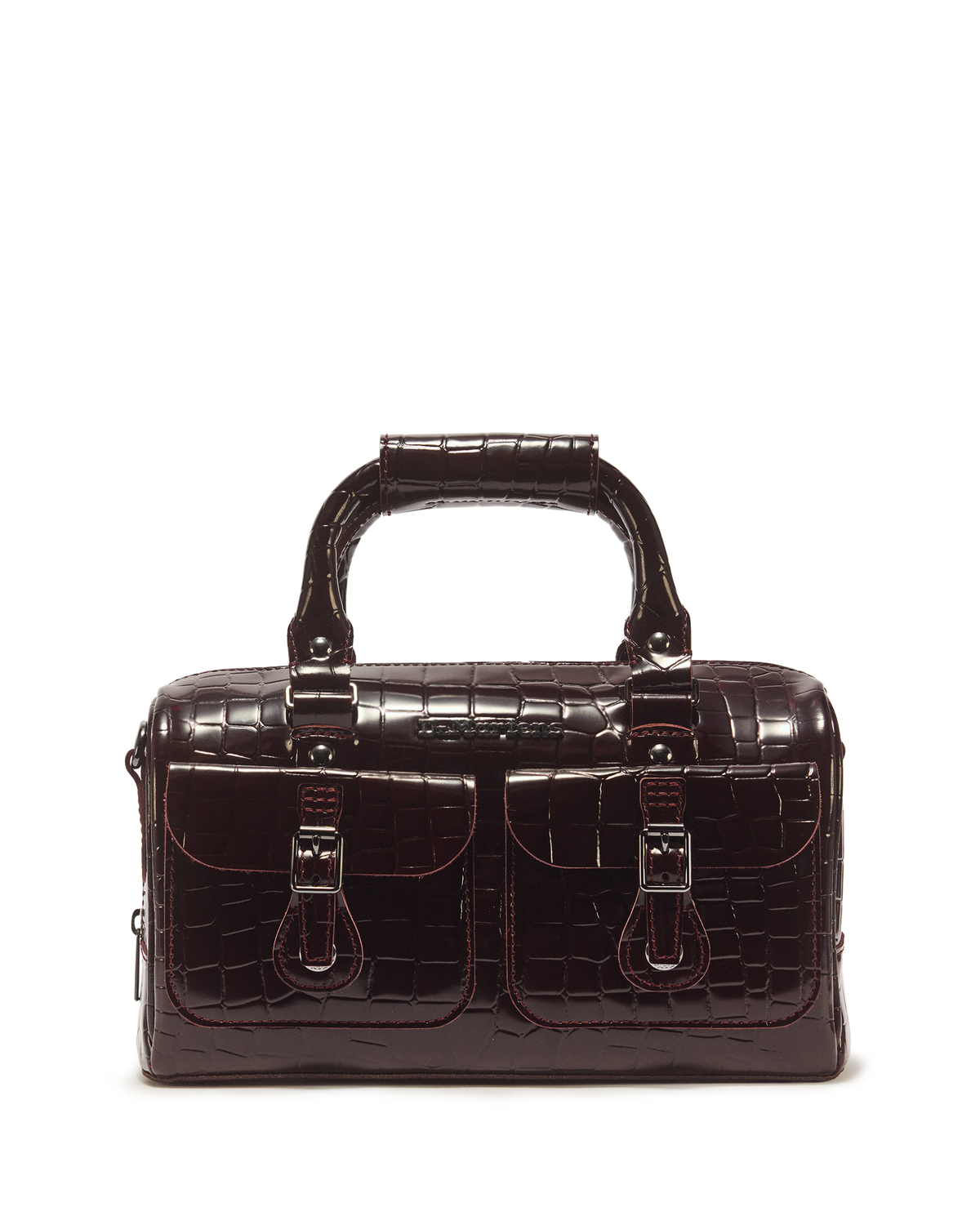 Top Handle Croc Emboss Leather Bag - view 1