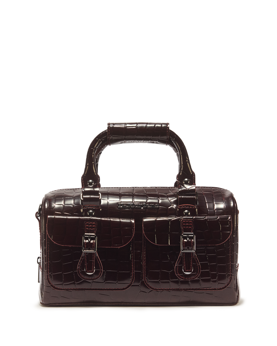 Top Handle Croc Emboss Leather Bag - view 1